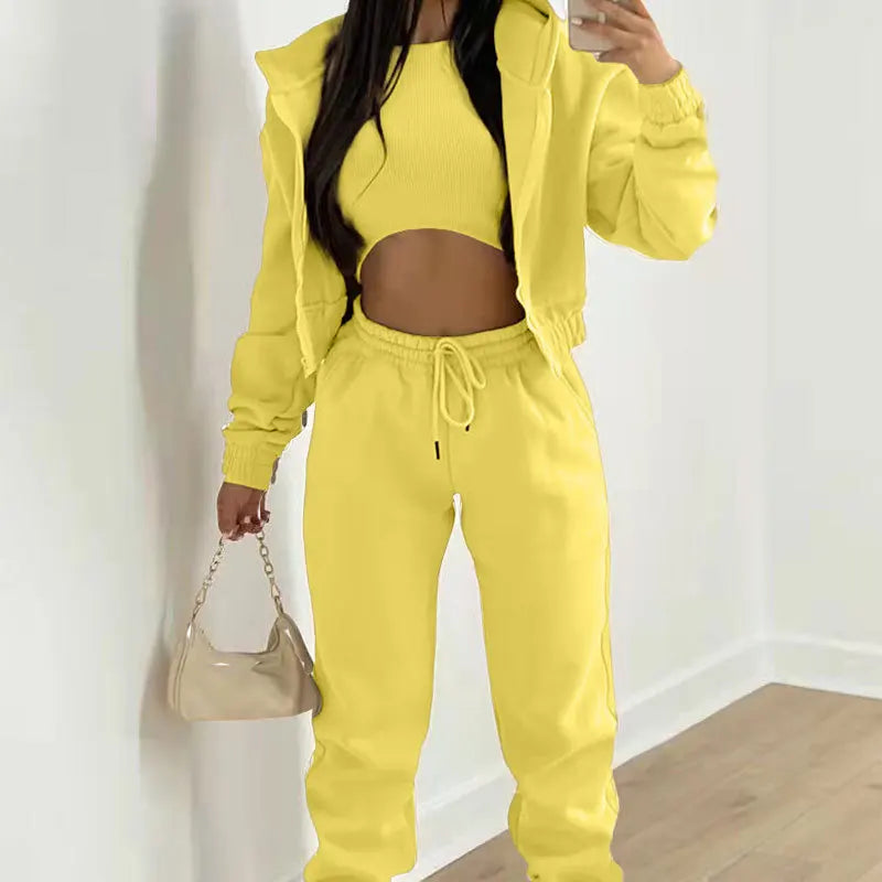 Hot Women Clothing Autumn Winter Jogger Set Hoodie Sports Outfits Casual Women's 3 Pieces Sets