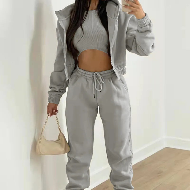 Hot Women Clothing Autumn Winter Jogger Set Hoodie Sports Outfits Casual Women's 3 Pieces Sets