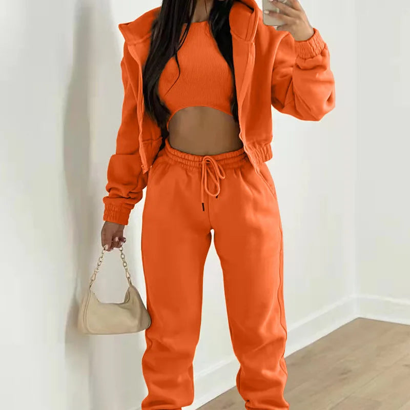 Hot Women Clothing Autumn Winter Jogger Set Hoodie Sports Outfits Casual Women's 3 Pieces Sets