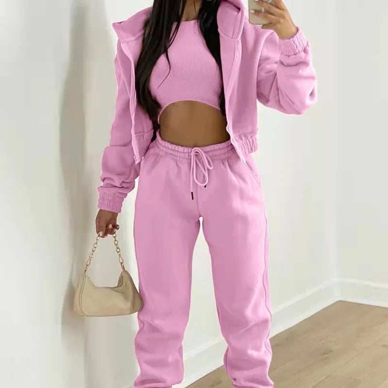Hot Women Clothing Autumn Winter Jogger Set Hoodie Sports Outfits Casual Women's 3 Pieces Sets