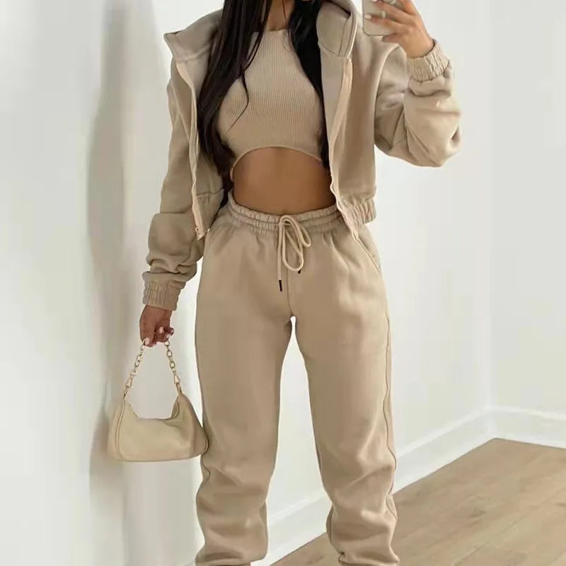 Hot Women Clothing Autumn Winter Jogger Set Hoodie Sports Outfits Casual Women's 3 Pieces Sets